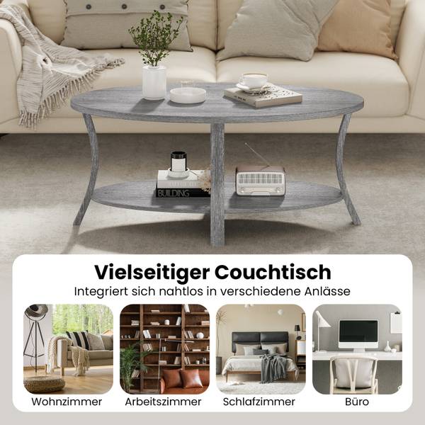 Couchtisch HV10792GR Grau - Holzwerkstoff - 111 x 47 x 60 cm