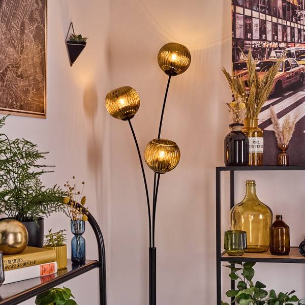 Stehlampe Cesaro Gold - Aluminium - Klarglas - 39 x 170 x 39 cm