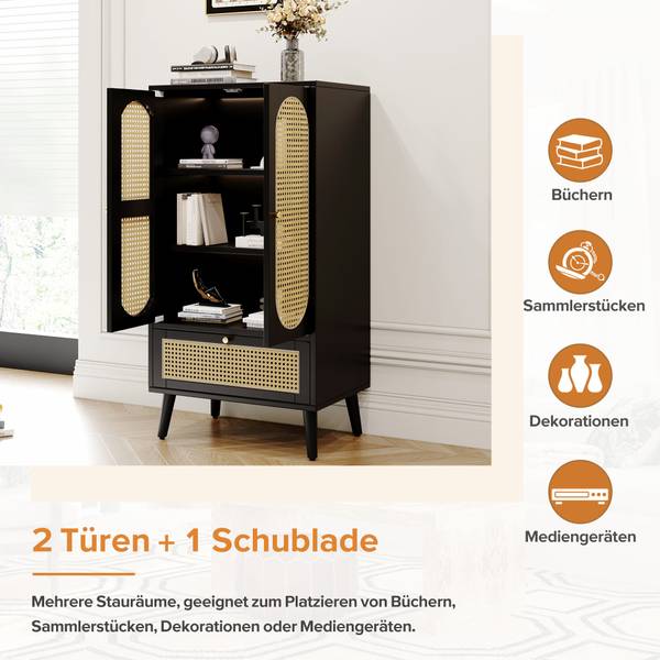 Highboard Chidhoill Schwarz - Holzwerkstoff - Metall - 40 x 111 x 60 cm