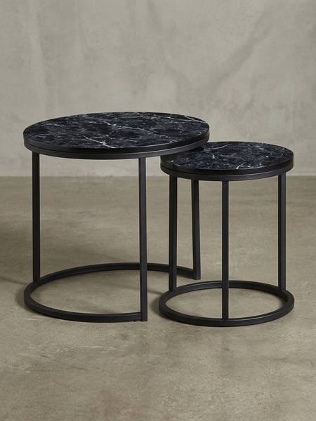 Satztisch MARMIX 2er-Set Schwarz - Holzwerkstoff - 50 x 45 x 50 cm
