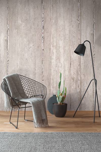 Fototapete Betonwand Betonoptik Grau - Weiß - Fleece - 159 x 280 x 1 cm