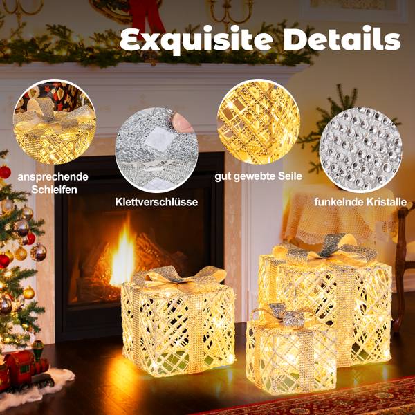 Weihnachtsbox OY46007PQDE(3-tlg.) Weiß - Metall - 25 x 23 x 25 cm