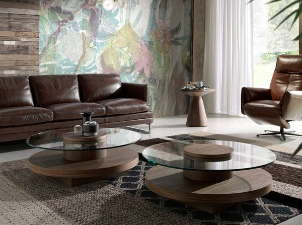 Couchtisch 2052 Braun - Walnuss - Klarglas - 100 x 35 x 100 cm
