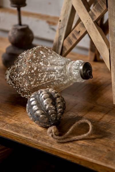 Kerstbal Snow 36761 bruin - glas - 9 x 9 x 9 cm