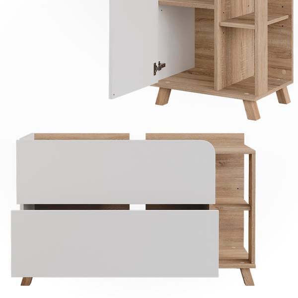 Badmöbel-Set Karen 55429 3er Set Reinweiß - Eiche Sonoma Dekor