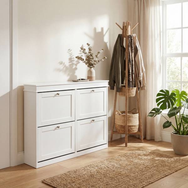 Schuhschrank Estha 40 Weiß - Holzwerkstoff - 24 x 82 x 104 cm