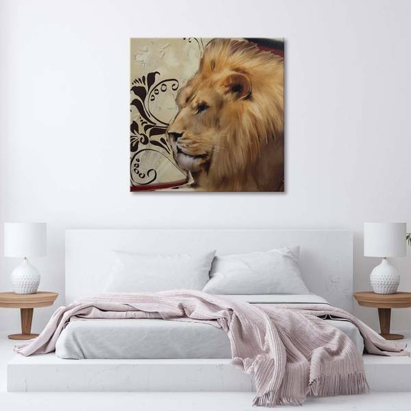 Canvas schilderij volwassen trotse leeuw 60 x 60 cm