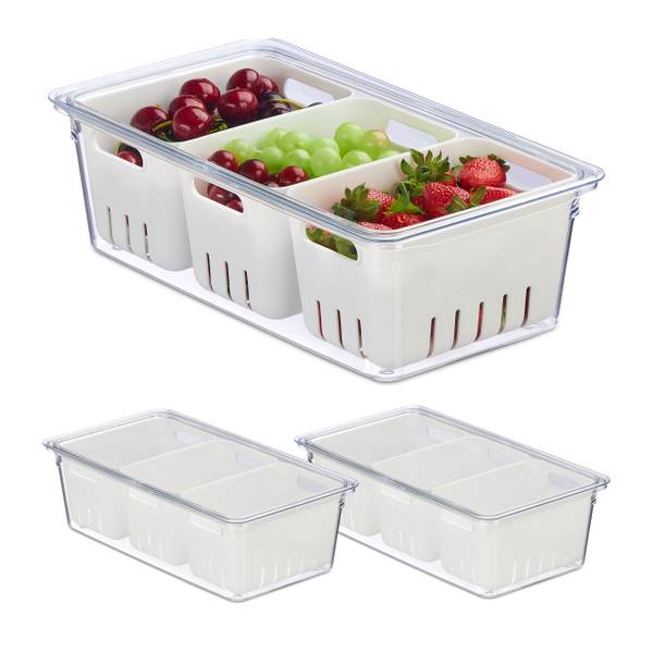 Kühlschrank Organizer 3er Set Weiß - Kunststoff - 32 x 10 x 18 cm