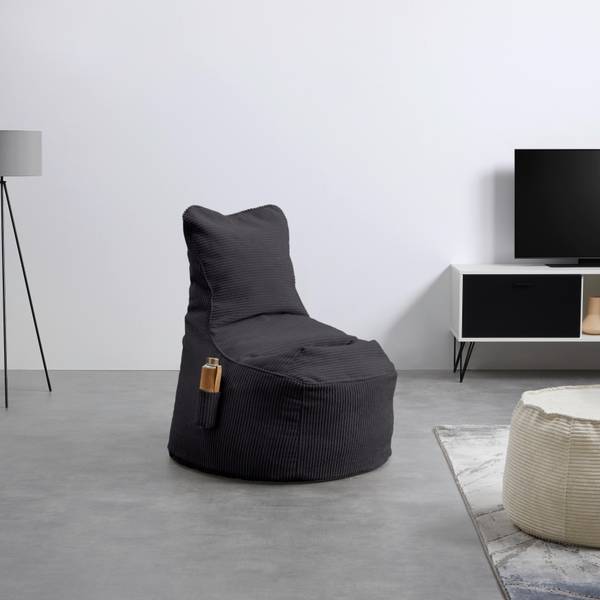 Sitzsack CORTONA CORD Grau - Holzwerkstoff - 85 x 100 x 85 cm