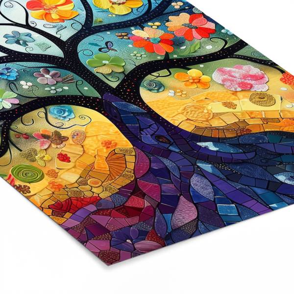 POSTER MIT RAHMEN Blumenbaum 60 x 80 cm - Durchmesser: 90 cm