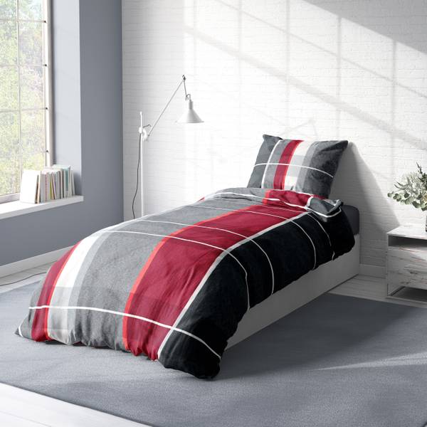 Winterbettwäsche Thermofleece Karo rot Rot - Fleece - 135 x 8 x 200 cm