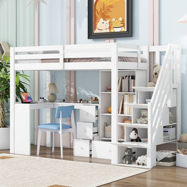 Lit mezzanine LucyWoody Ⅰ Noir - Pin - 95 x 160 x 254 cm