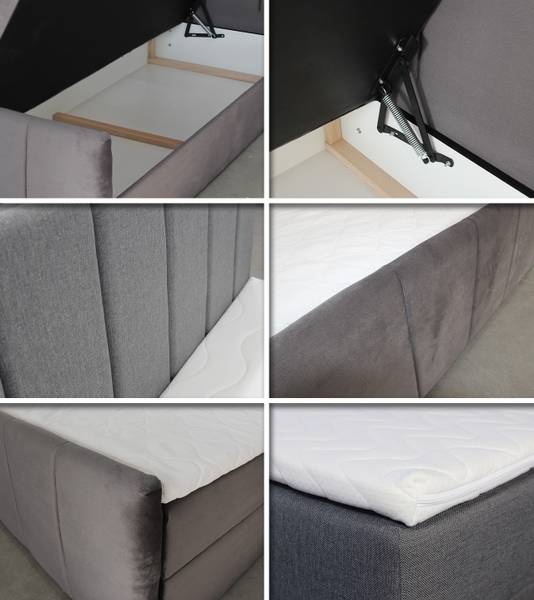 Boxspringbett Star Lux Grau - Liegefläche Breite: 180 cm