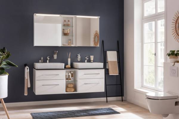 LED Spiegelschrank Oxford Badschrank Grau - Holzwerkstoff - 63 x 8 x 85 cm