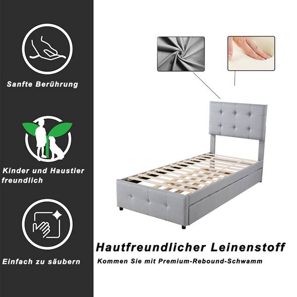 Polsterbett-BB1105 Grau