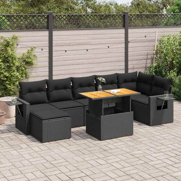 Garten-Lounge-Set 3037107-3 8-teilig Schwarz