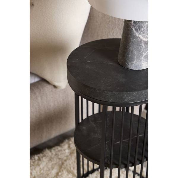 Table de chevet Strington Noir - En partie en bois massif - 35 x 65 x 35 cm
