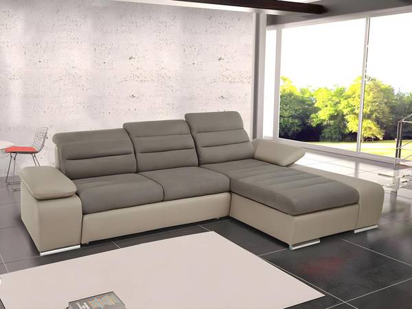 Schlafsofa MIRABEAU Grau - Kunstleder - Textil - 185 x 100 x 285 cm