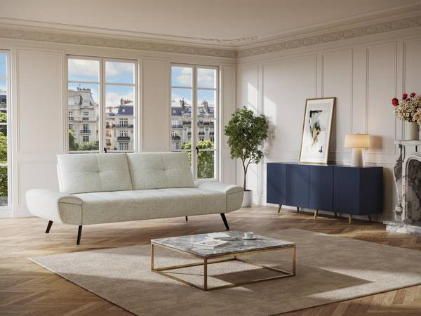 Sofa ohne Schlafmöglichkeit KELOPA Weiß - Textil - 231 x 88 x 130 cm