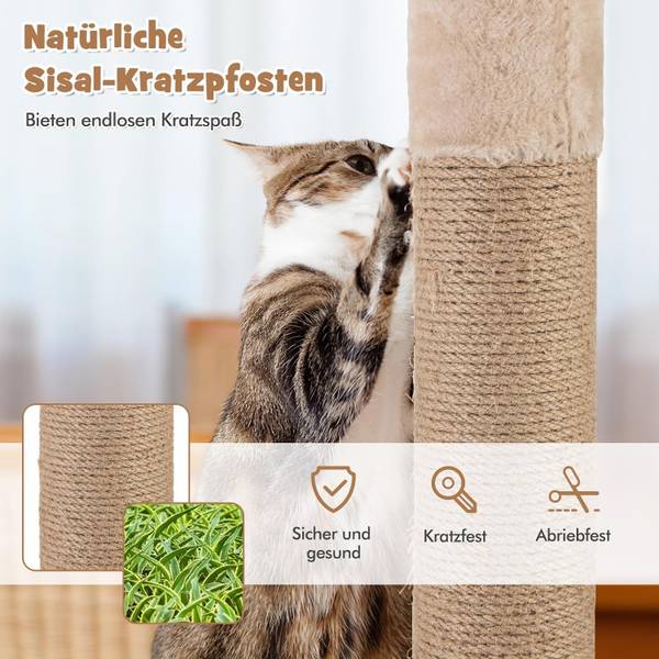 Kratzbaum BH32303NQDE Beige - Holzwerkstoff - 58 x 164 x 58 cm