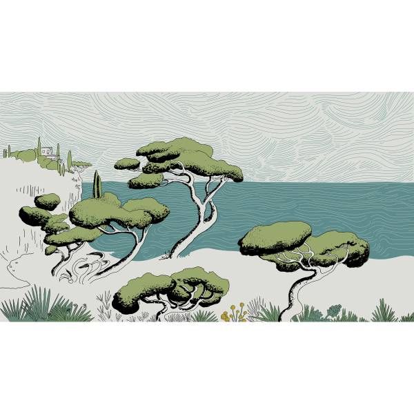 Papier peint  Calanques Blanc 375 x Blanc - Largeur : 375 cm