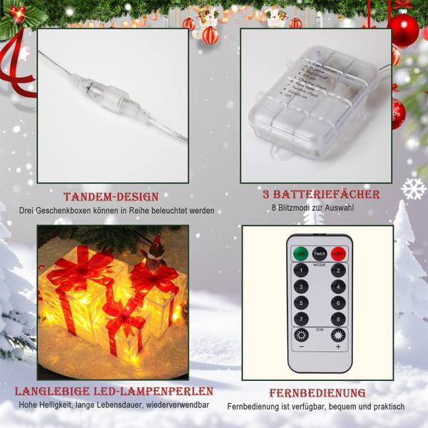 Weihnachtsgeschenkbox Andreas Ⅲ(3er-Set) Rot - Kunststoff - 25 x 25 x 25 cm