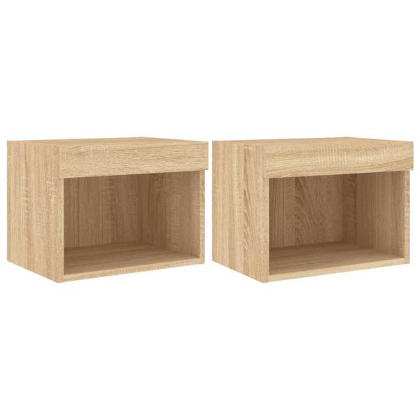 Wand-Nachttische mit LED 2er Set W618 Eiche Sonoma Dekor