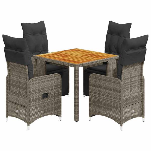Garten-Essgruppe 3037758-1 5-teilig Grau - Polyrattan - 90 x 75 x 90 cm