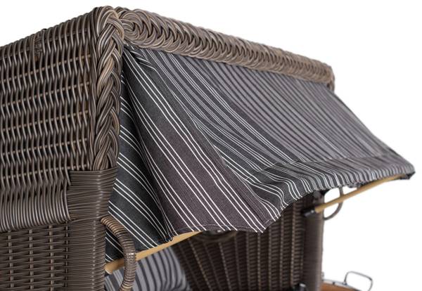 Strandkorb Schillig 2,5 Sitzer Grau - Teakholz - 142 x 170 x 95 cm