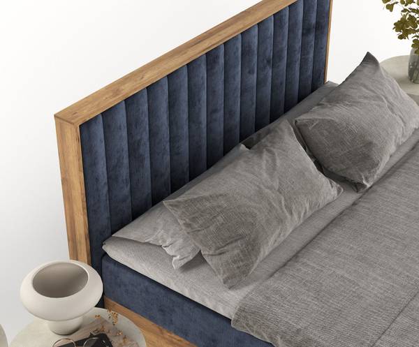 Bed Komorebi marineblauw - Breedte: 180 cm - H4