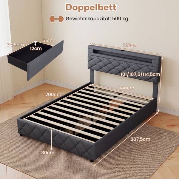 Doppelbettgestell TG32710SD 146 x 208 cm