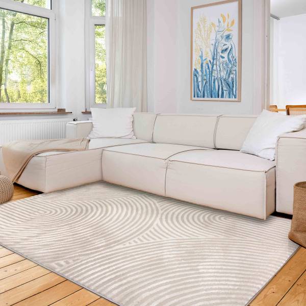 Kurzflorteppich JULES Cremeweiß - 133 x 190 cm