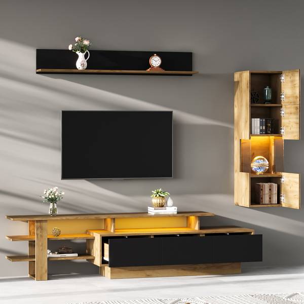 Wohnwand  Cronus Ⅰ（3-tlg） Schwarz - Braun - Holzwerkstoff - Kunststoff - 40 x 100 x 180 cm
