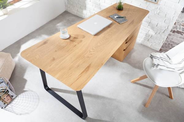 Schreibtisch STUDIO Braun - Holzwerkstoff - Massivholz - 160 x 77 x 49 cm