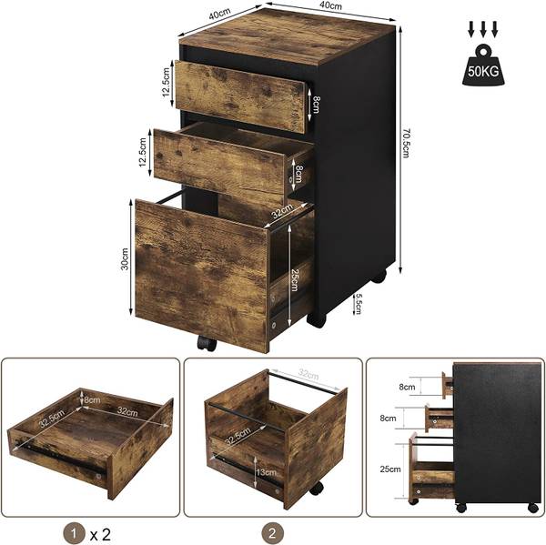 Aktenschrank mobil Bree Eiche Dunkel