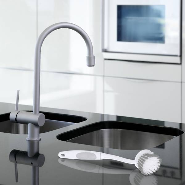 Spülbürste 6er Set Grau - Weiß - Kunststoff - 5 x 27 x 8 cm