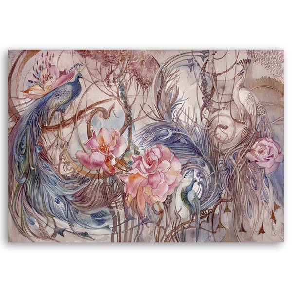 Wandbild magischer pfau 90 x 60 cm