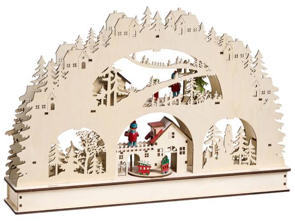 LED Deko SELURA Braun - Holzwerkstoff - 45 x 30 x 8 cm