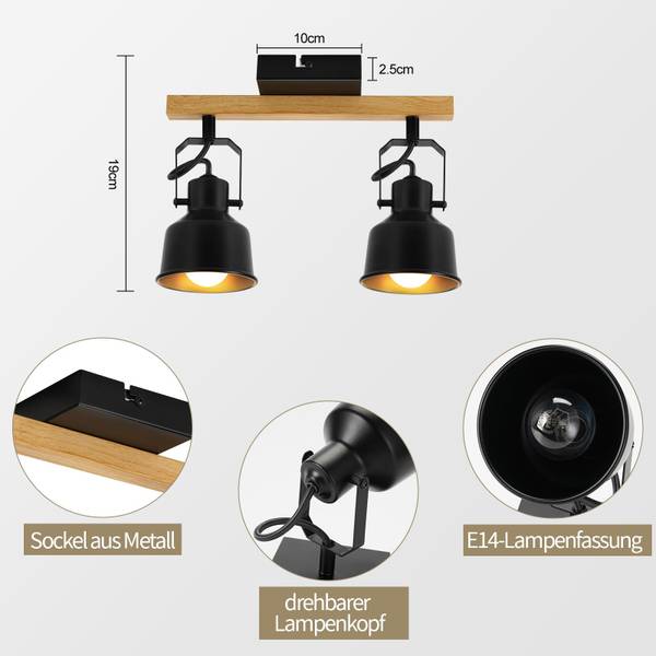 spot plafond LED FmjRT Noir - Nb d'ampoules : 2