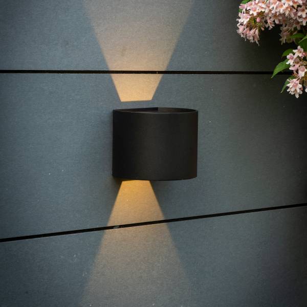 Außenwandleuchte Mars Schwarz - Glas - Metall - 12 x 11 x 14 cm