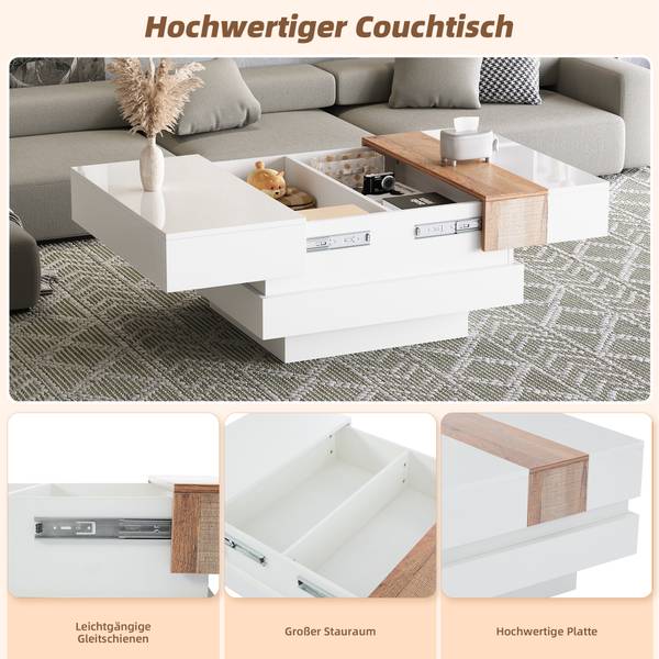 Couchtisch Cedarbrook Weiß - Holzwerkstoff - 70 x 39 x 70 cm