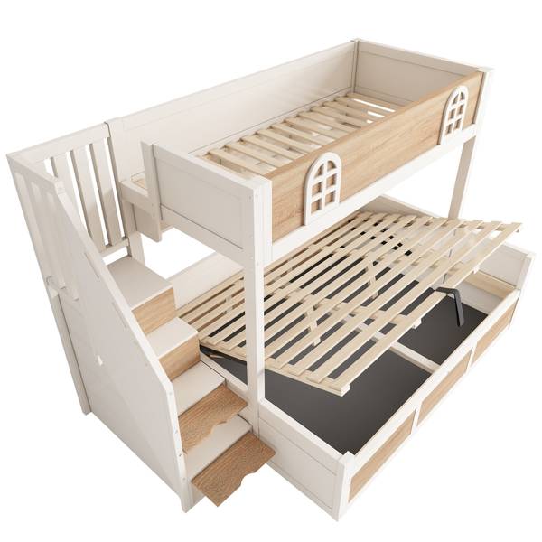 Etagenbett NaturWoody Ⅰ Braun - Holzwerkstoff - 145 x 155 x 253 cm