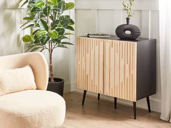 Sideboard DALCROSS Schwarz - Braun - Bambus - 80 x 80 x 43 cm