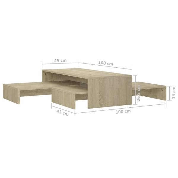 Table basse 3008006 3 pièces Marron - Bois manufacturé - 100 x 27 x 100 cm