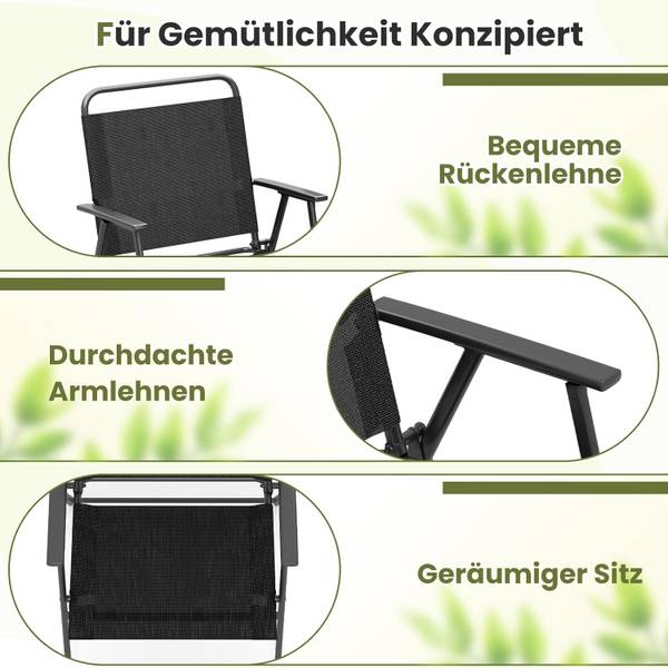 Terrassenstühle ZB34404(2er-Set) Schwarz - Metall - 55 x 83 x 57 cm