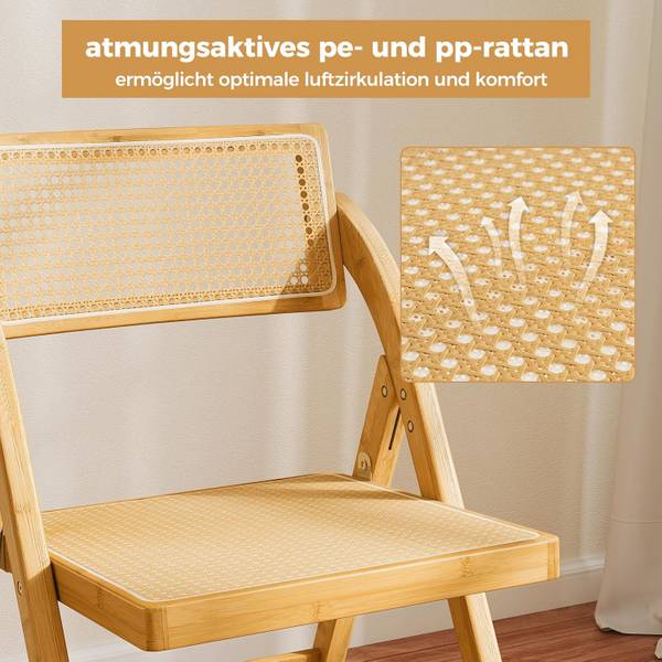 Klappstühle VH33993ZM-4DE(2er Set) Braun - Bambus - 49 x 80 x 56 cm