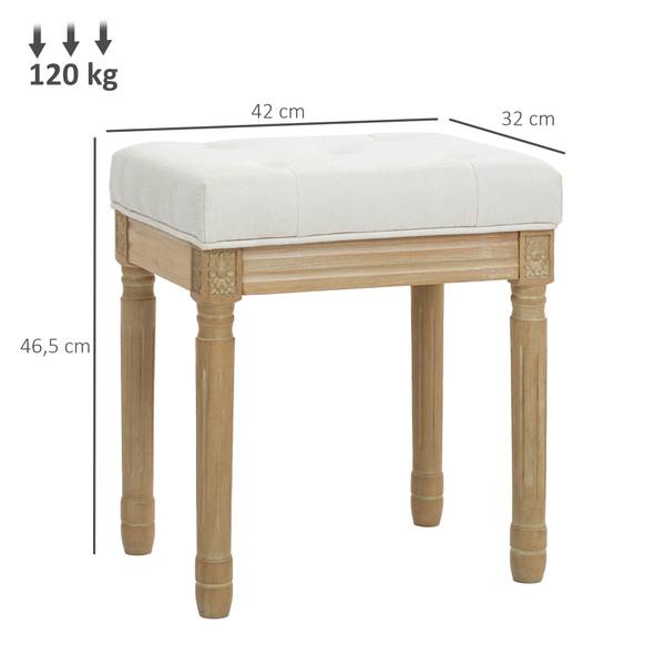 Sitzhocker 838-601V00BG Beige - Leinen - Polyester - 32 x 47 x 42 cm