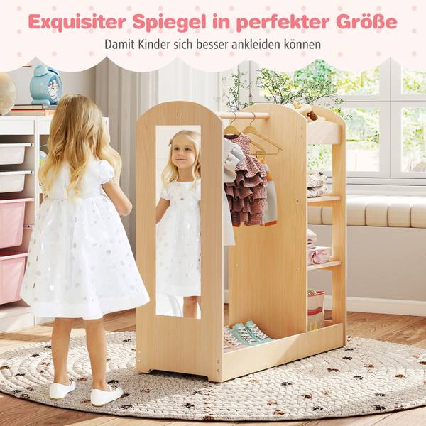 Kleidergarderobe für Kinder 30651748 Beige - Massivholz - 94 x 100 x 38 cm