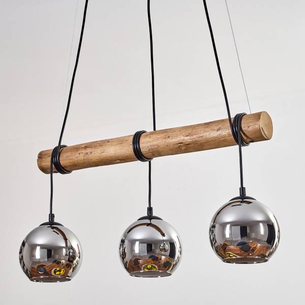 Pendelleuchte Cesaro Grau - Silber - Holzwerkstoff - Metall - 14 x 150 x 60 cm
