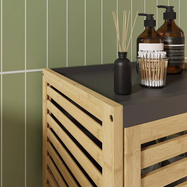 Badregal Kydesby Beige - Grau - Bambus - Holzwerkstoff - 39 x 83 x 30 cm